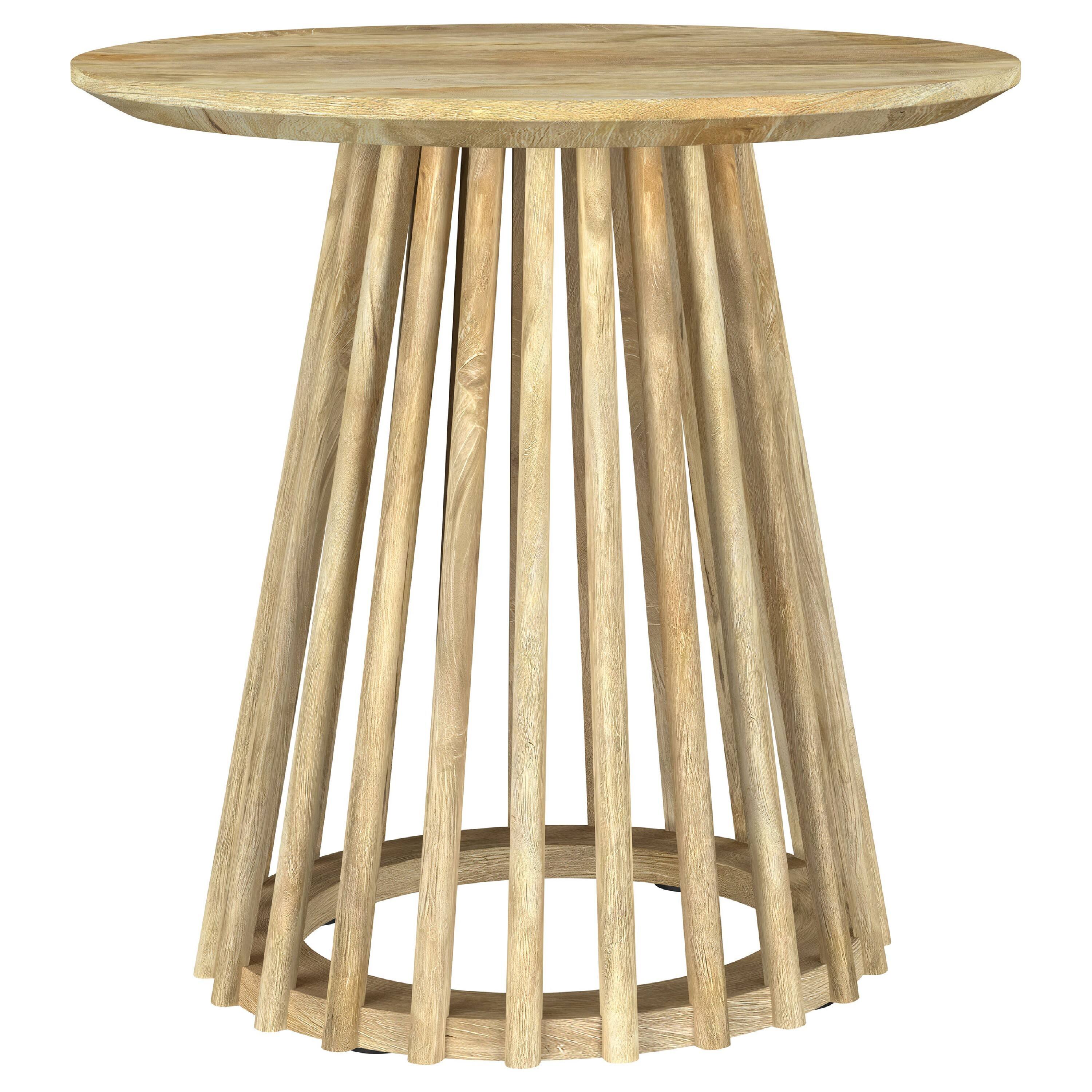 Alt View 1. Manhattan Lane - Trey 2Pc Round Coffee and End Table Set, Slatted Base, Mango Wood - Natural Mango Brown.