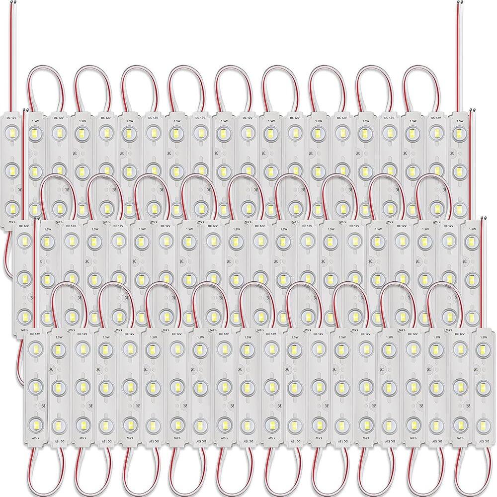ACJPR - 60 Pcs 6500K White 5730 SMD LED Modules, 150LM, Adhesive Backing