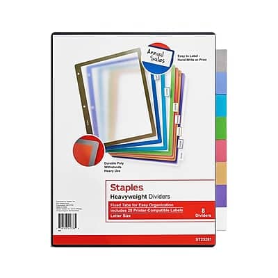 Staples - Better Print & Apply Label Plastic Divider, 8 Tabs, 1 Set - Assorted Colors price history on PriceWatchPro