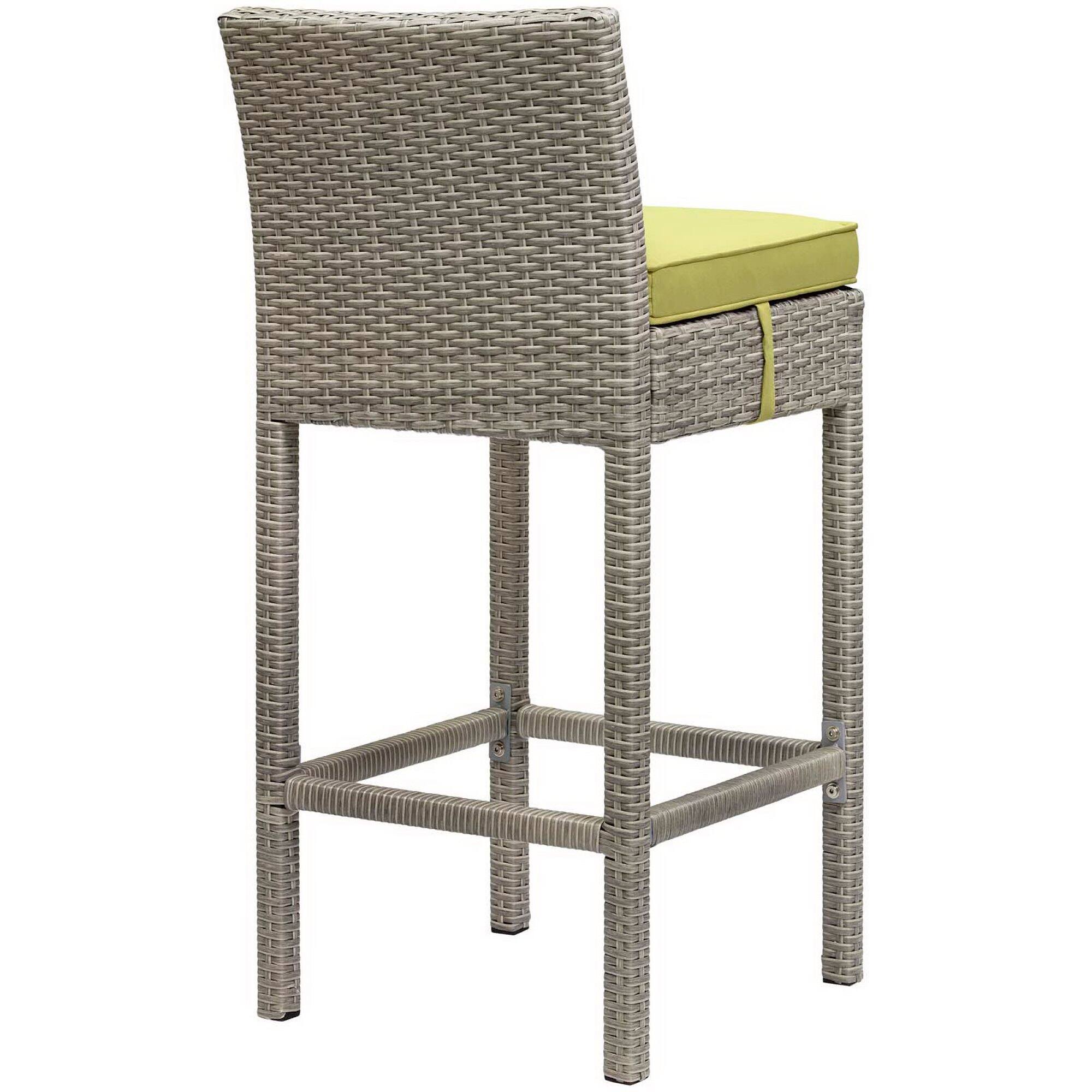 Alt View 1. Modway - Conduit Outdoor Patio Wicker Rattan Bar Stool Set of 4 by Modway - Light Gray Peridot.