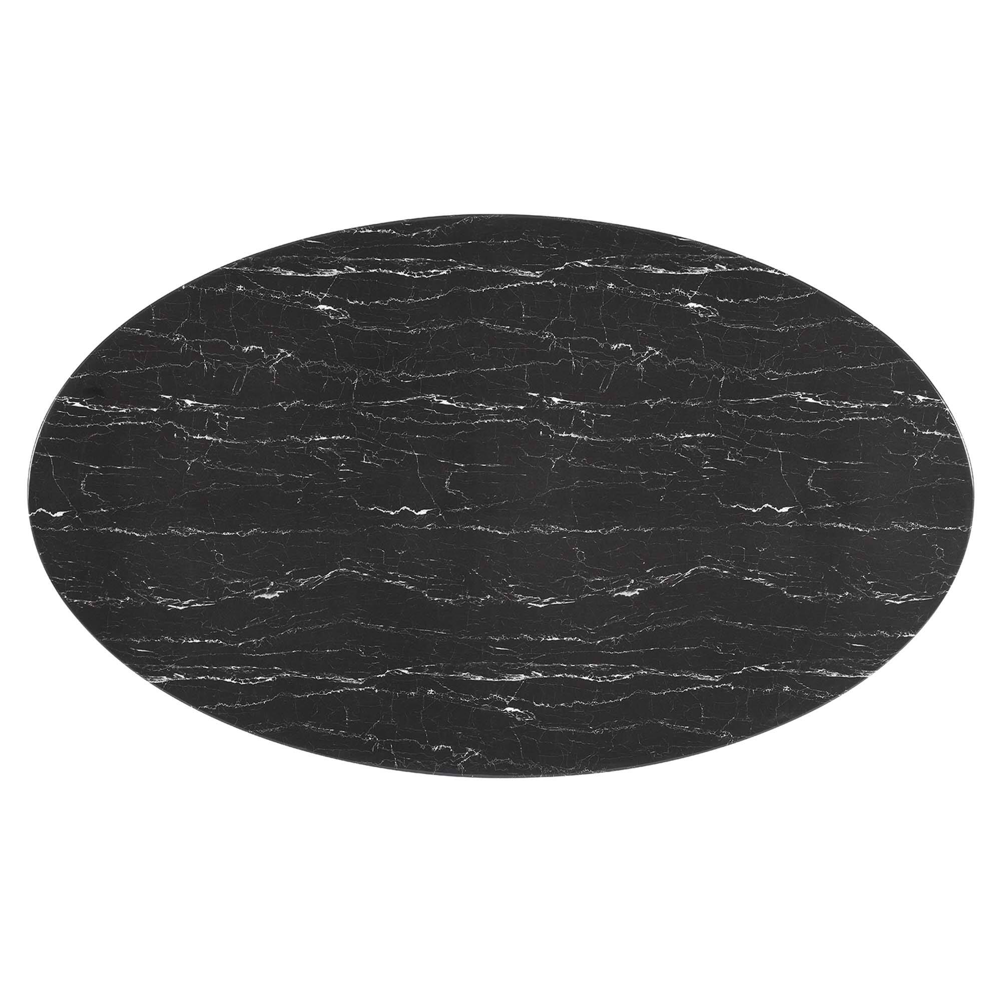 Back. Modway - Lippa 78" Oval Faux Marble Dining Table by Modway - Black Black.
