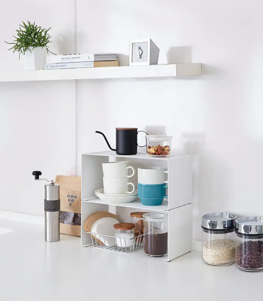 Yamazaki Home Stackable Countertop Shelf Two Sizes Steel Black 3792 ...