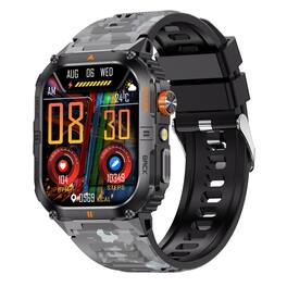 YONWAY - Military Sports Smart Watch, Sports Tracker, 1000Mah Battery, Bluetooth Call, IP68 Waterproof for Men - Gray - (2025)
