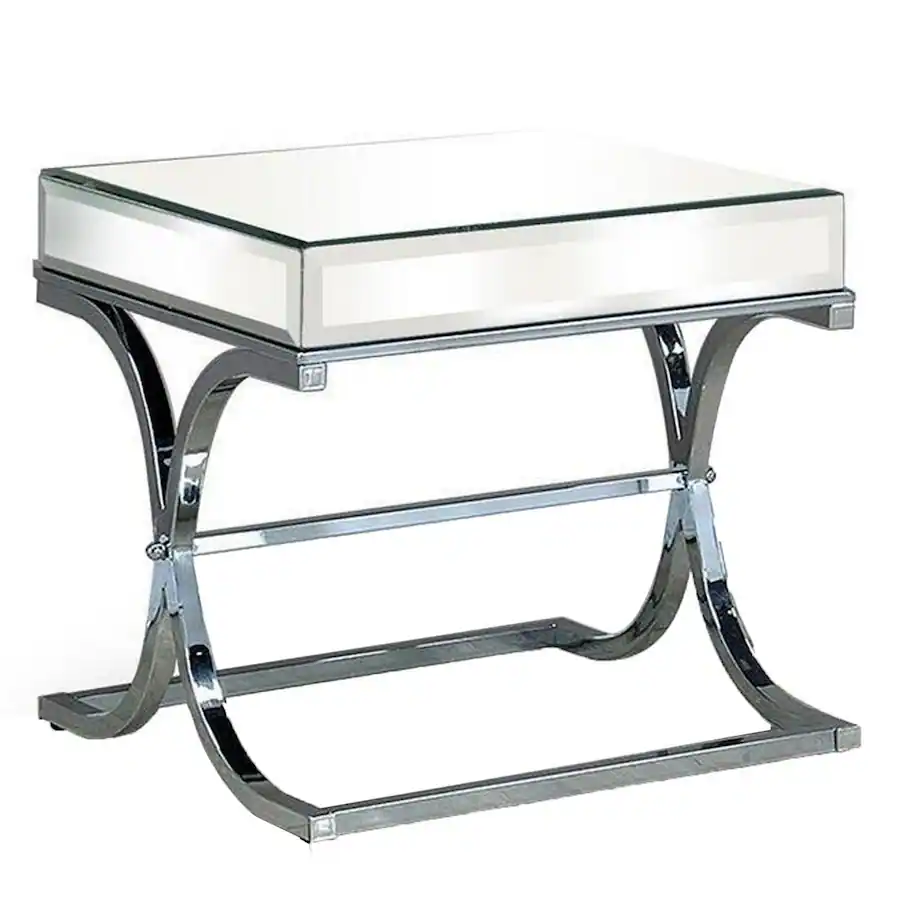 Manhattan Lane Gavin 24 Inch Side End Table, Mirrored Panels, Curved ...