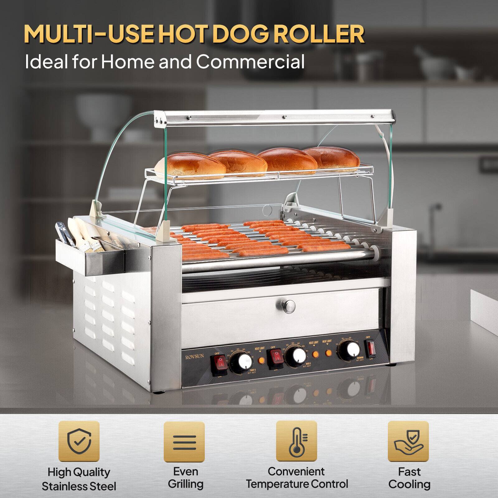 MULTI-USE HOT DOG ROLLER  
Ideal for Home and Commercial  

- High Quality Stainless Steel  
- Even Grilling  
- Convenient Temperature Control  
- Fast Cooling