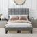Back. Costway - Full Size Bed Frame Modern Linen Fabric Upholstered Platform Bed with Headboard - Gray.
