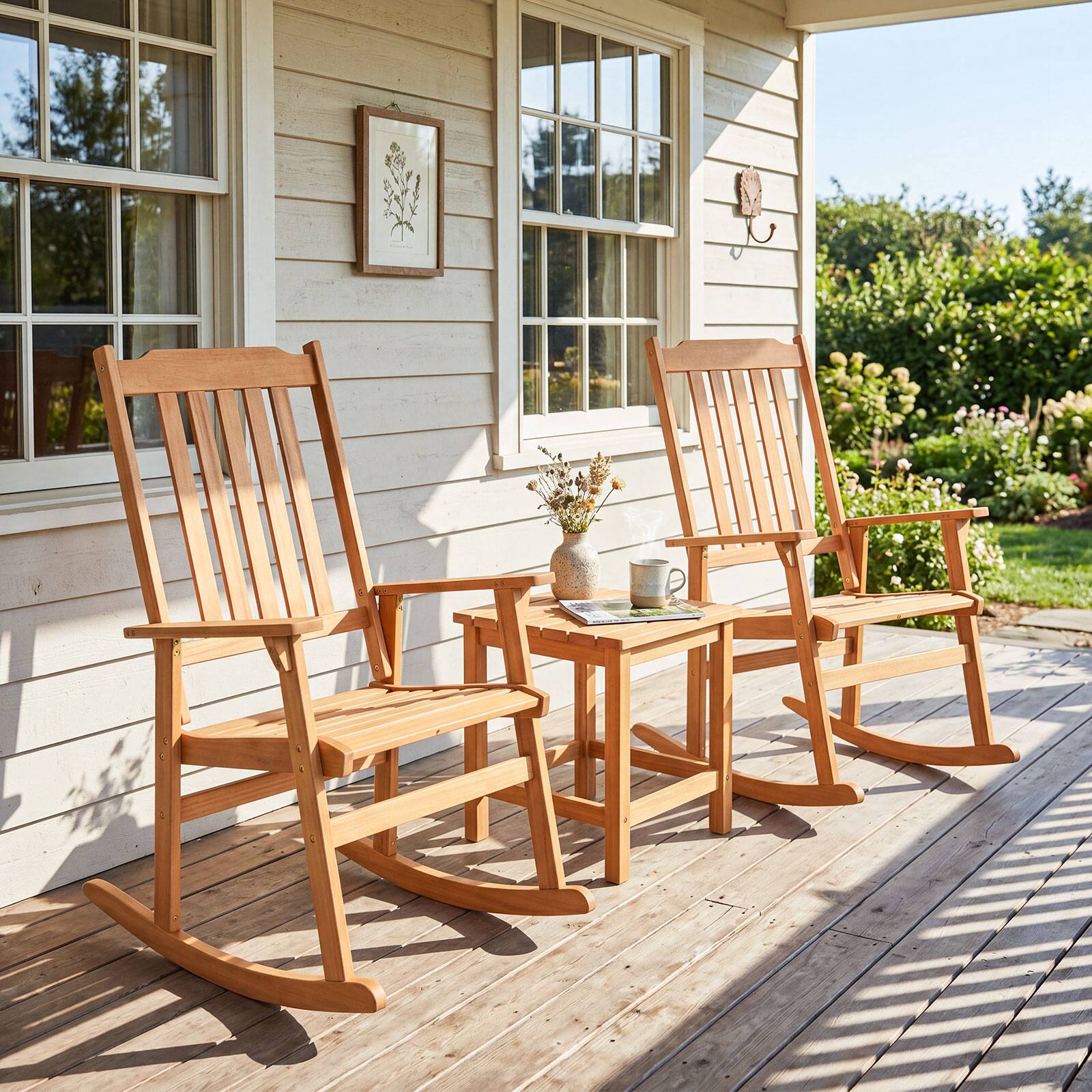Alt View 3. Gymax - Gymax 2PCS Outdoor Rocking Chair w/High Back Wide Seat Armrests 400 LBS Rocker Chair - Yellow.