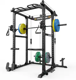Sportsroyals - Power Cage,1600lbs Multi-Function Power Rack with Adjustable Cable Crossover System, Weight Cage for Home Gym - Black
