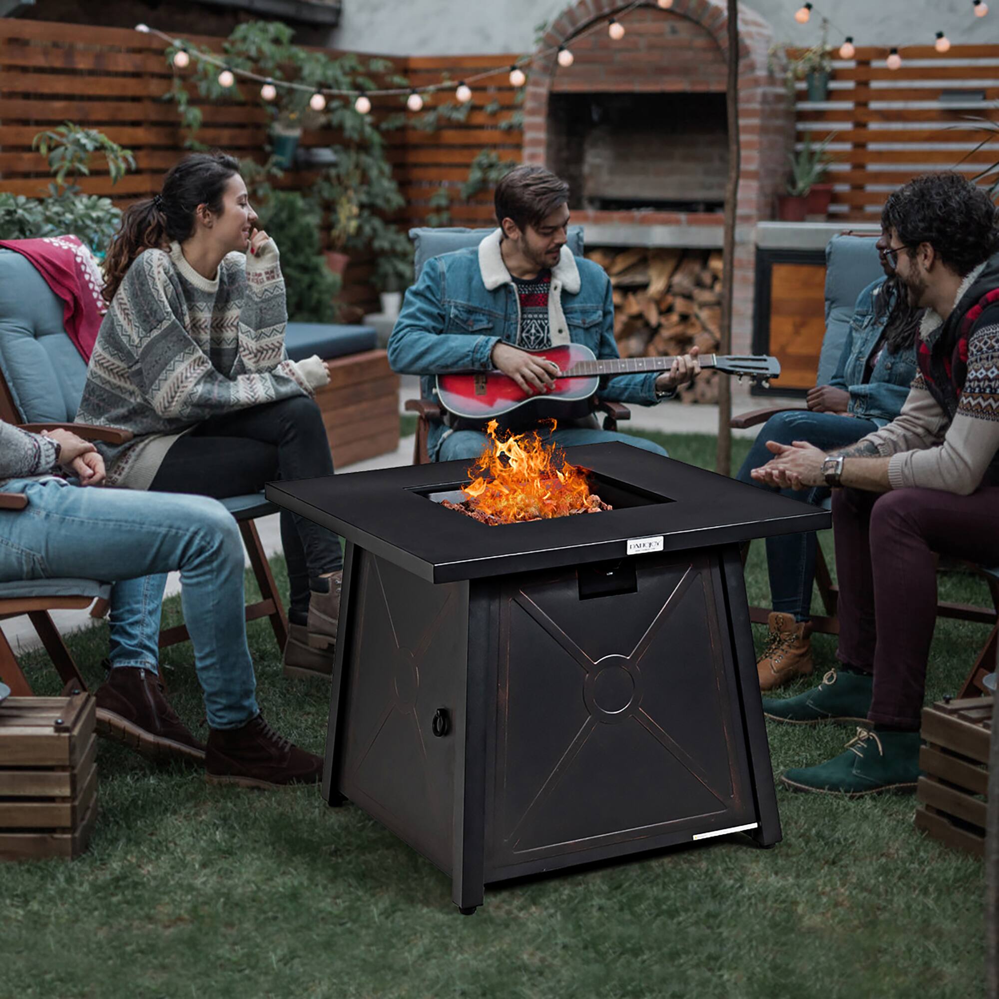 Alt View 3. Costway - Costway 30" Square Propane Gas Fire Pit Table 50,000 BTU W/ Waterproof Cover Lava Rock - Black.