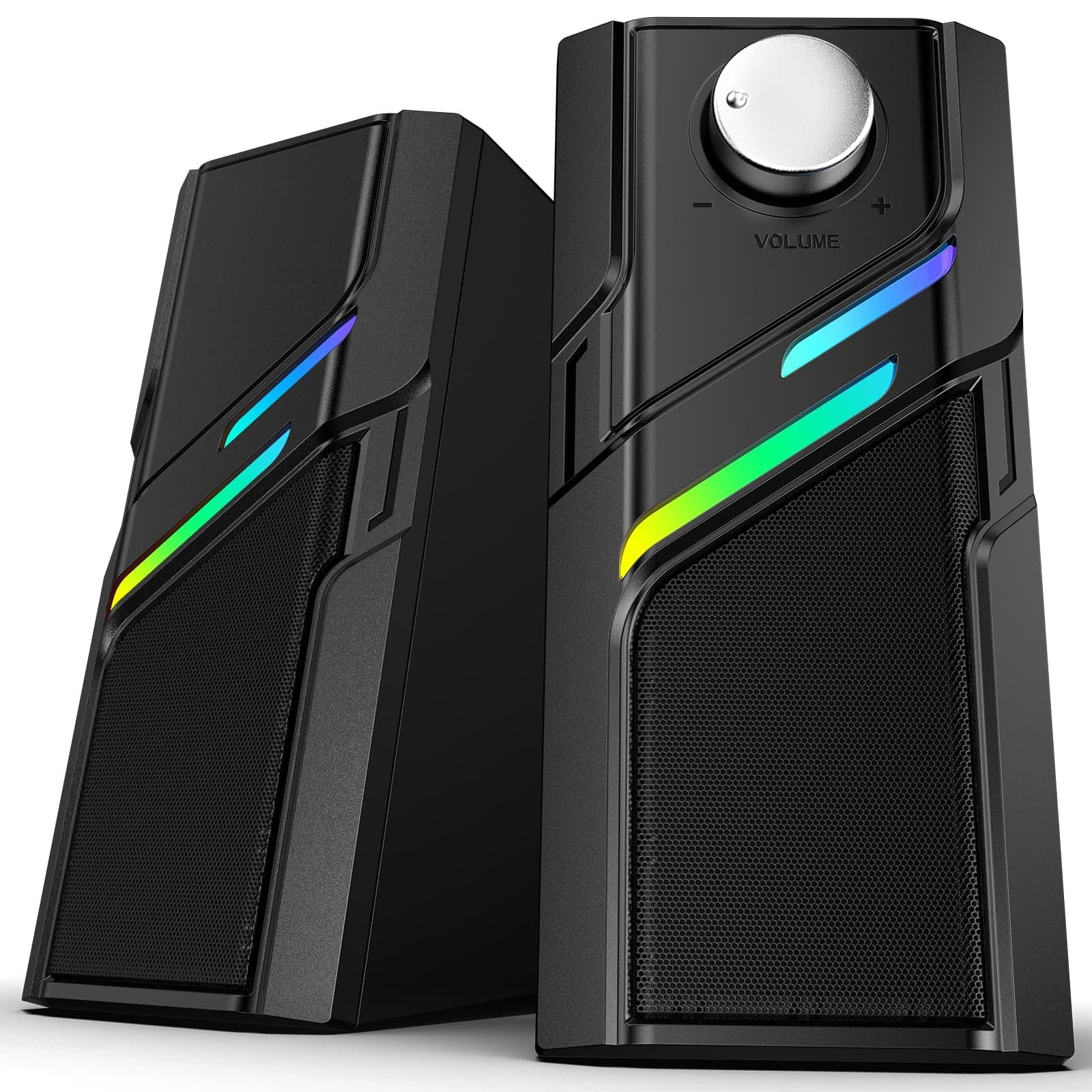 Cozy Serene - usb Light Touch Computer Speakers For Desktop Pc With Easy Knob Clear Sound Touch Lights Plug And Play Monitors Laptop - Default