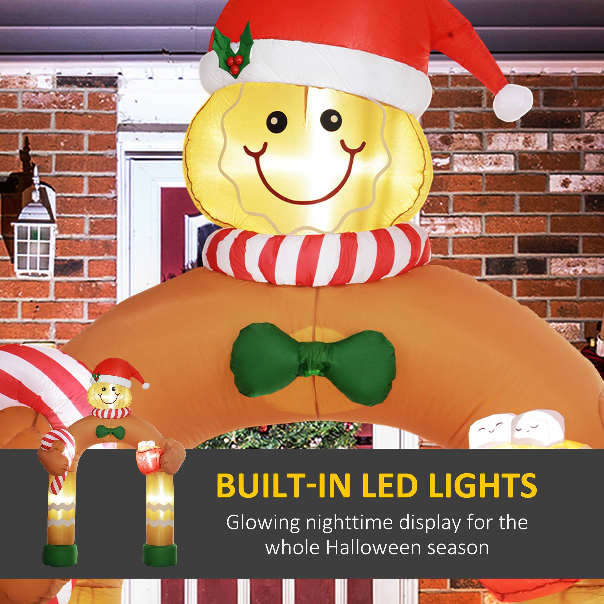 BUILT-IN LED LIGHTS: Glowing nighttime display for the whole Halloween season.