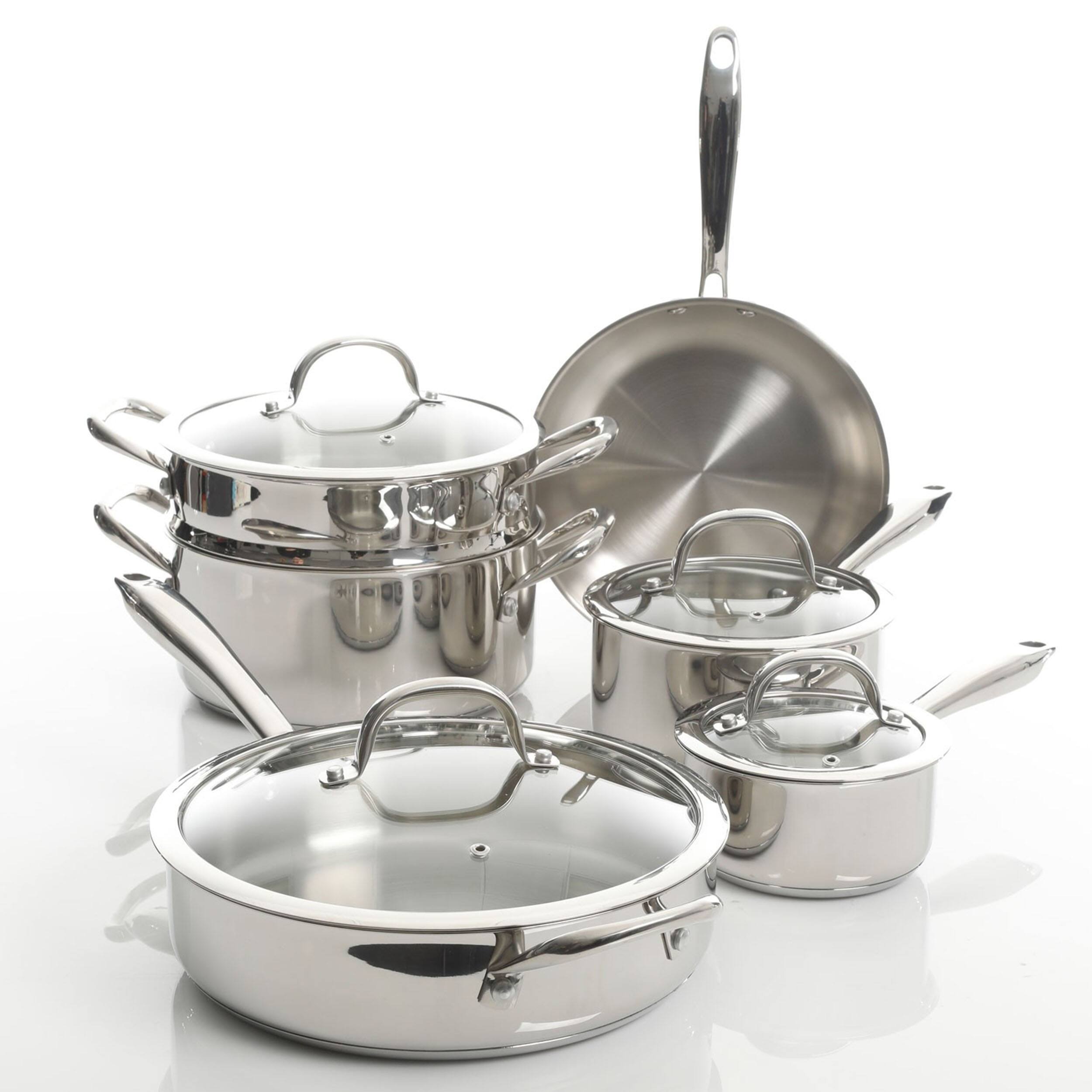 Alt View 2. Kenmore - Kenmore Elite Devon 10 Piece Heavy Gauge Stainless Steel Cookware Set - Silver.