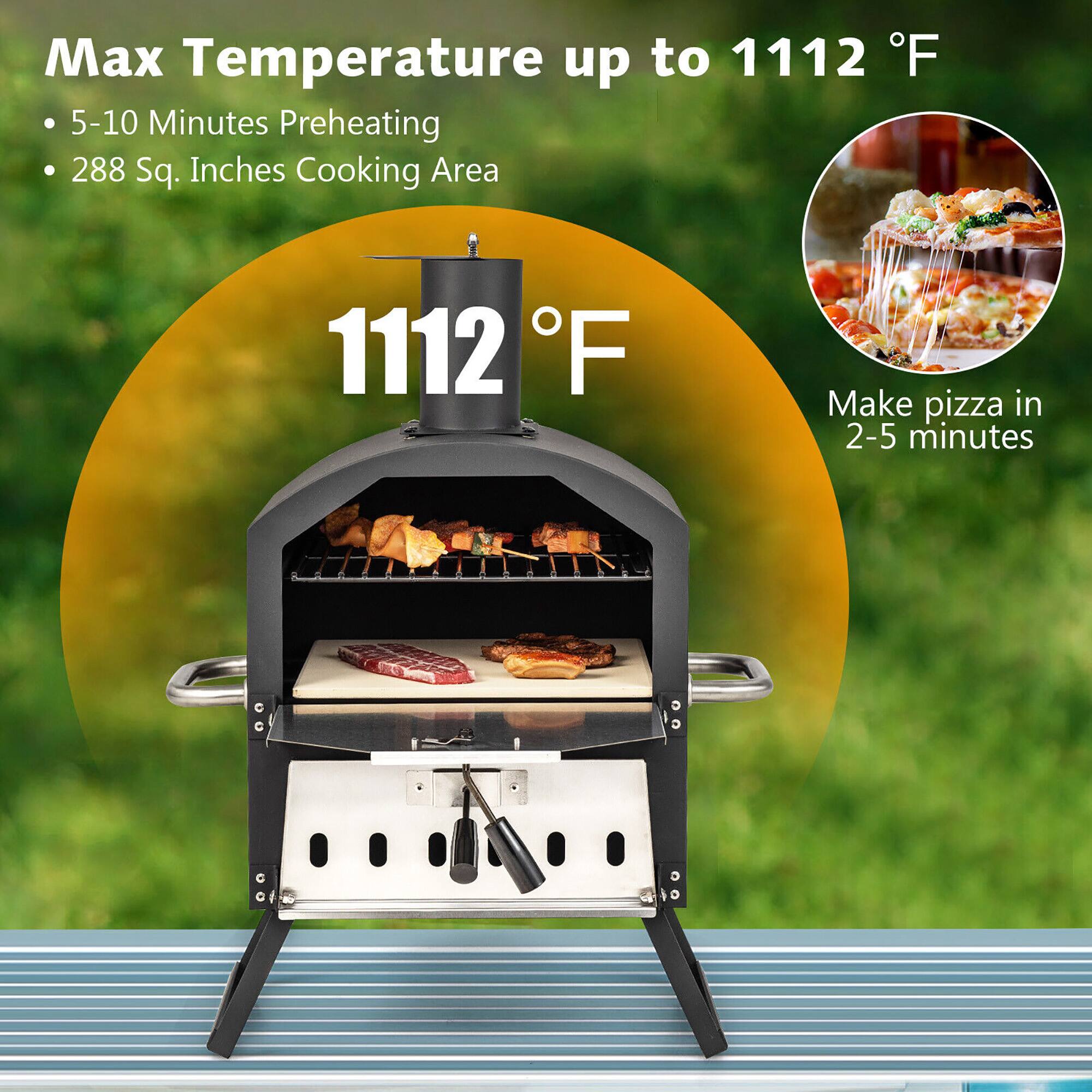 Gymax 2 layer Outdoor Wood Fired Pizza Oven w/ Anti scalding