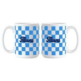 Logo Brands - Tennessee Titans 2-Pack 15oz. Checkered Wordmark Mug Set - Multicolor