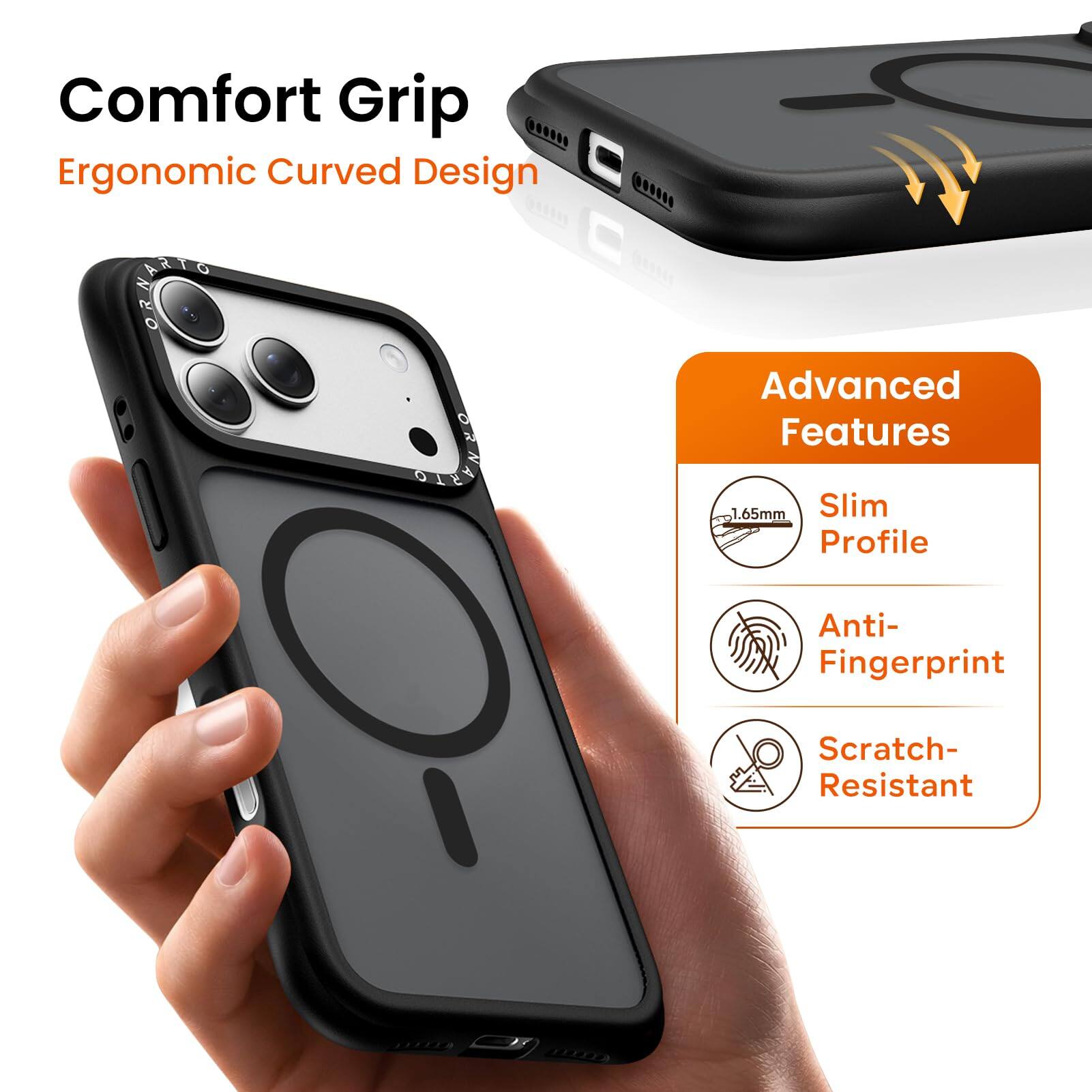 Comfort Grip  
Ergonomic Curved Design  

Advanced Features  
1.65mm Slim Profile  
Anti-Fingerprint  
Scratch-Resistant