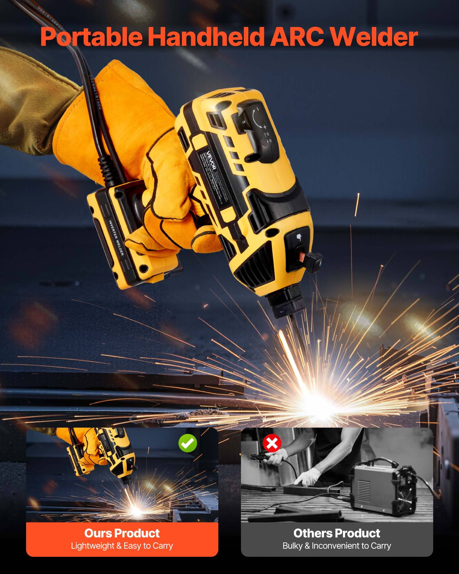 MUMI SORSY Portable Handheld ARC Welder 025021 IUHRH INVERTER - I VEVOR

Portable Handheld ARC Welder

Ours Product
Lightweight & Easy to Carry

Others Product
Bulky & Inconvenient to Carry