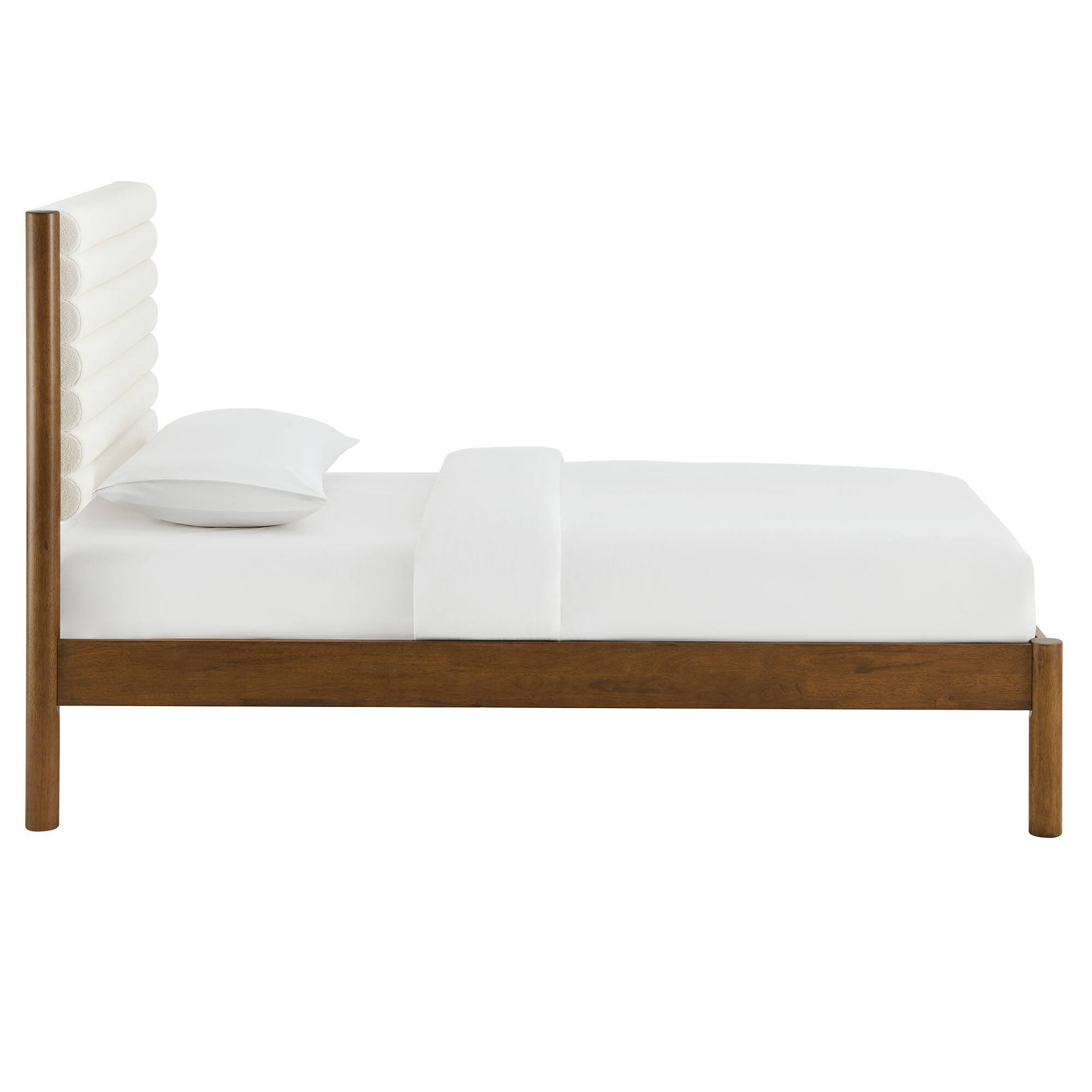 Alt View 2. Modway - Keynote Performance Velvet Curved Queen Platform Bed - White.