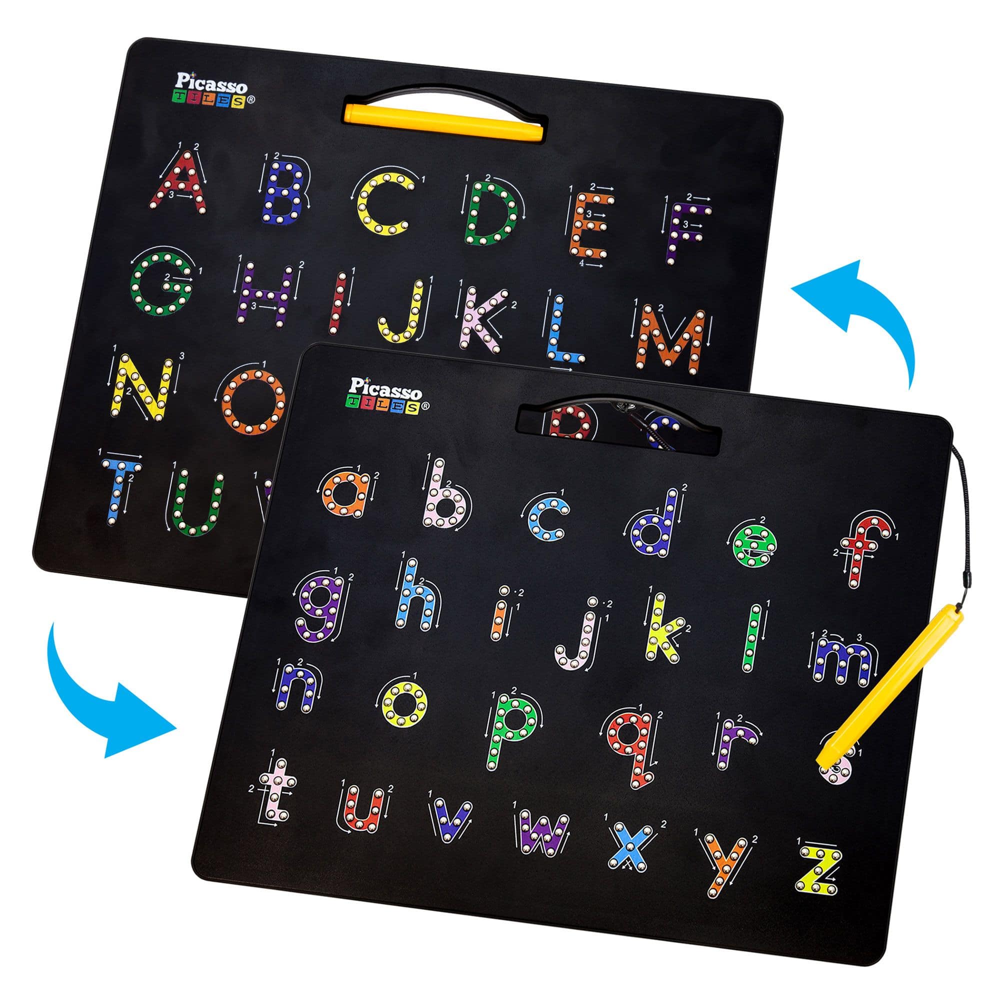 PicassoTiles - PICASSO-TILES Large 12" x 10" Double-Sided Magnetic Drawing Board STEM Toy for Kids 3+