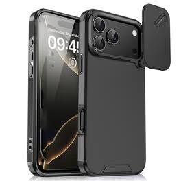 UUCOVER - Dual Layer Protective Case for Apple iPhone 18 Pro Max with Slide Camera Lens Cover, Shockproof Drop-proof Matte Shell - Black