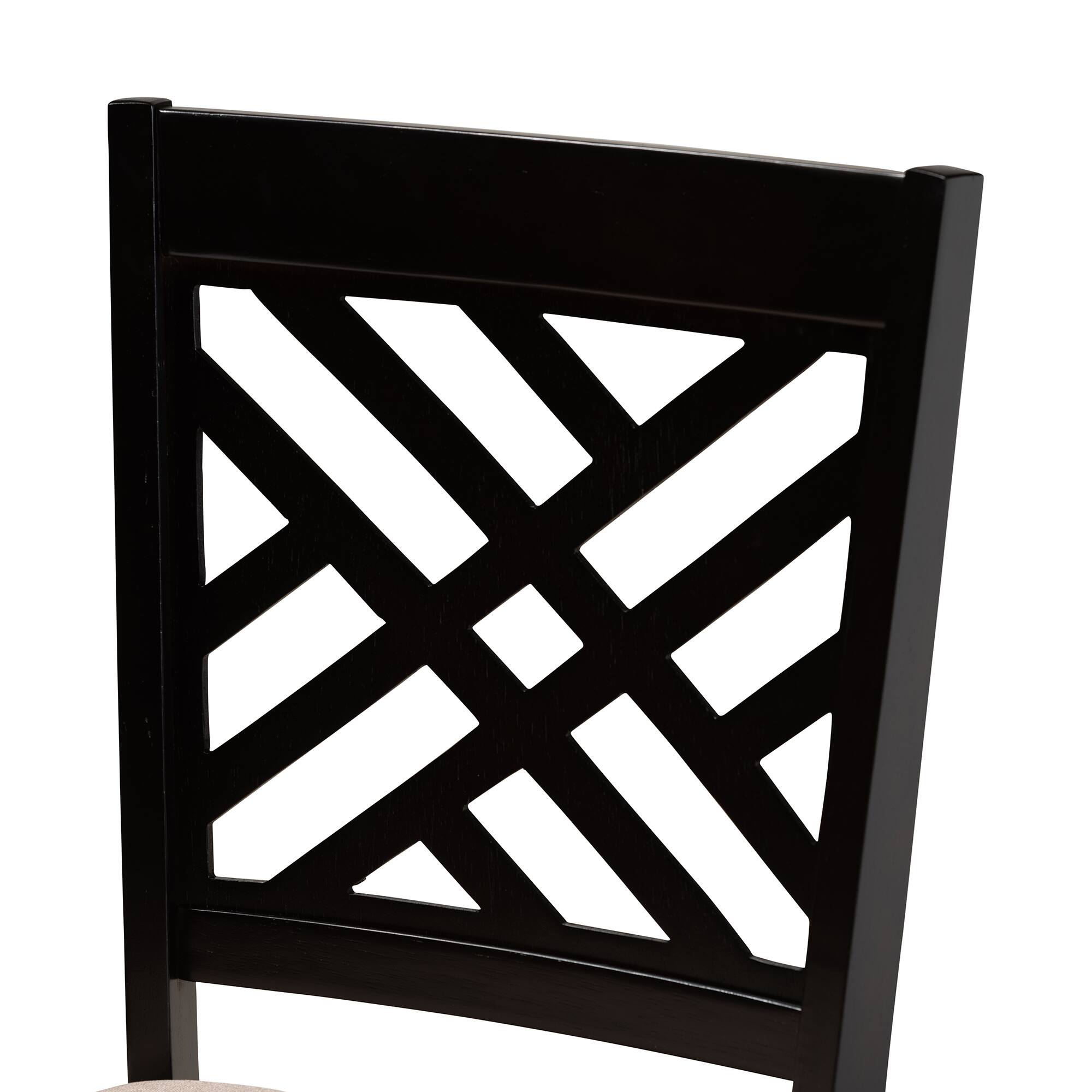 Back. Baxton Studio - Caron Modern Fabric Upholstered Espresso Finished Wood 2-Piece Dining Chair Set Set - Sand Brown/Espresso.