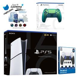 PlayStation 5 Slim Digital with Extra Controller, FPS Grip Kit and MightySkins Decal Voucher - PlayStation 5