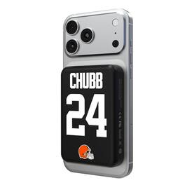 Keyscaper - Nick Chubb Cleveland Browns 5000mAh Wireless Magnetic Power Bank - Black