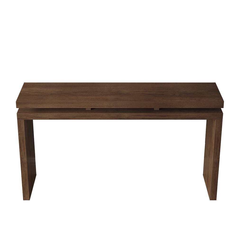 Alt View 9. Loheer - Loheer 60 inch antique brown farmhouse console table, retro wooden entryway table with double board suspension - Antique brown.