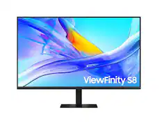 Front. Samsung - Samsung 37" ViewFinity S8 (S80UD) 4K UHD HDR10 Monitor with Ergonomic Stand (DisplayPort, HDMI, USB-C) - Black.