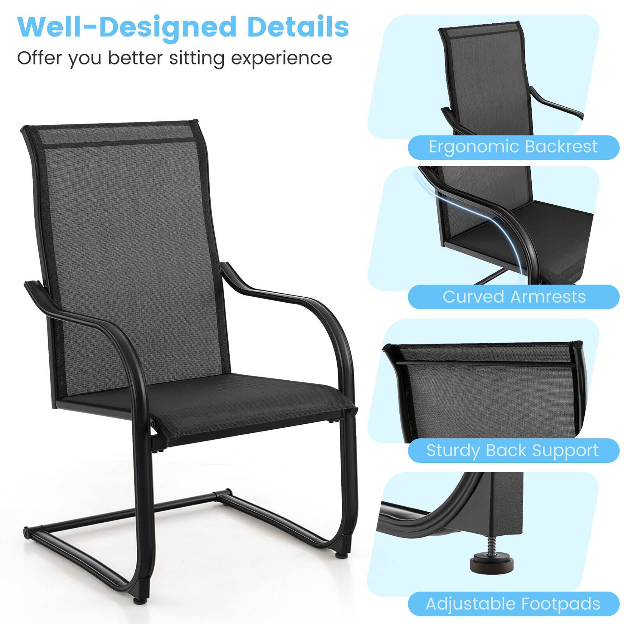 Well-Designed Details  
Offer you better sitting experience  

- Ergonomic Backrest  
- Curved Armrests  
- Sturdy Back Support  
- Adjustable Footpads