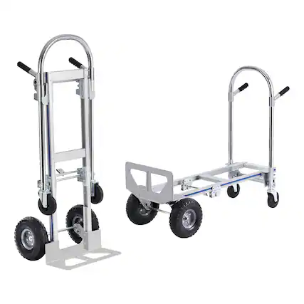 Front. VEVOR - Aluminum Hand Truck, 2 in 1, 800 lbs Load Capacity, Heavy Duty Industrial Convertible Folding Hand Truck and Dolly - Silver.