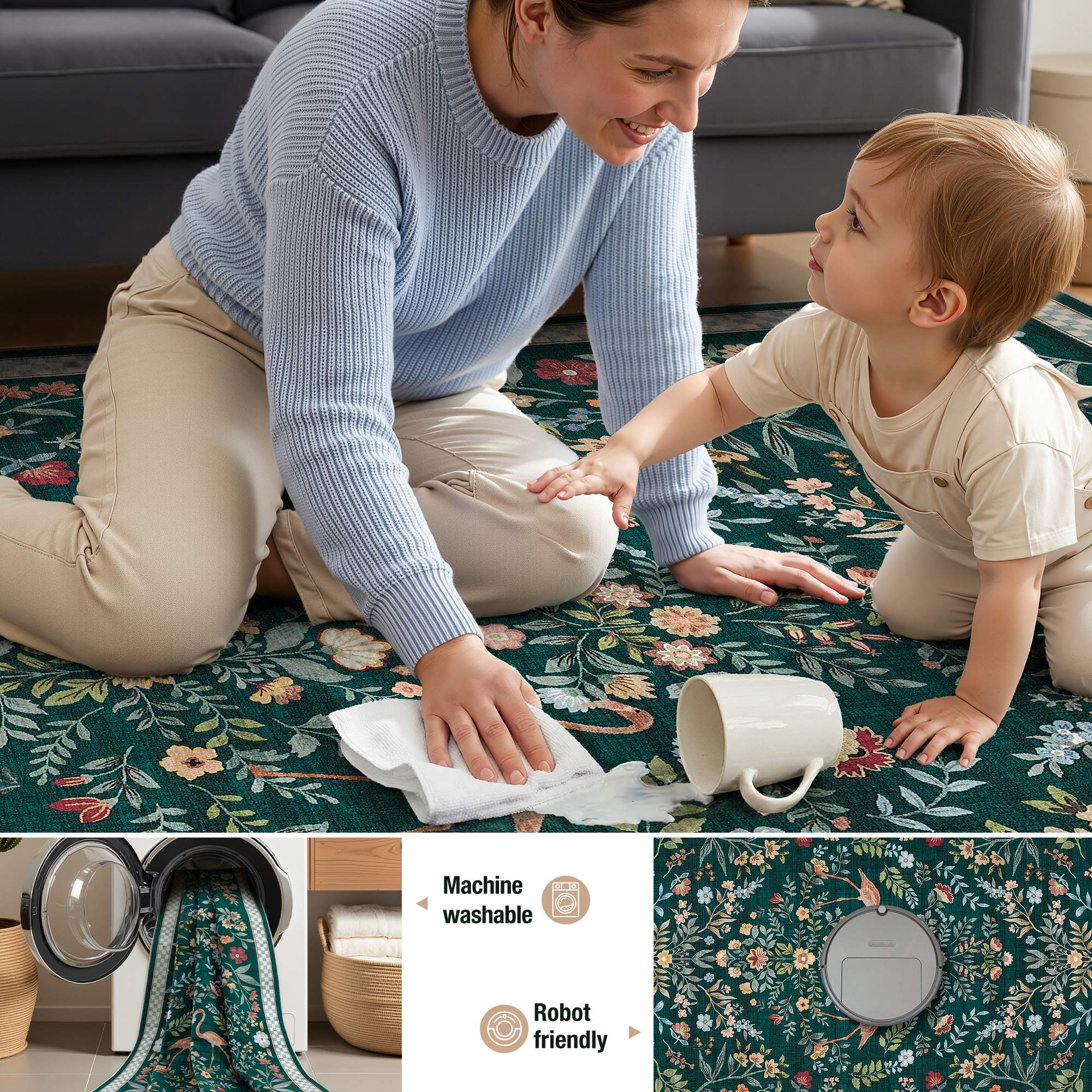 Machine washable  
Robot friendly