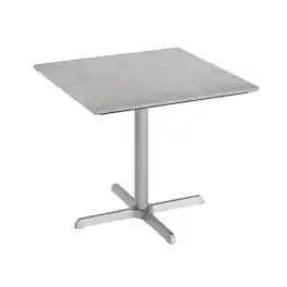 Emma + Oliver - PureShield Indoor Outdoor Tabletop with Seam-Free Surface Innovation and Cast Iron Bistro Table Base - Gray Faux Concrete/Silver Base