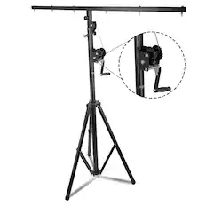 Front. 5 CORE - 5 Core DJ Light Stand Stage Lighting Truss System Hand Crank Up Heavy Duty Height Adjustable w T bar.