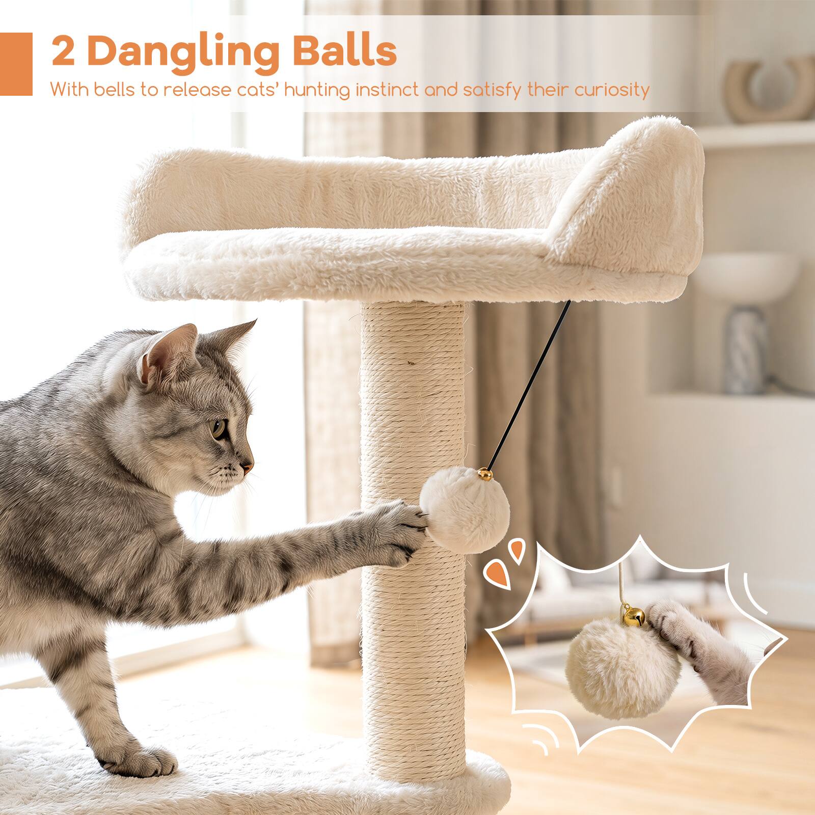 2 Dangling Balls  
With bells to release cats' hunting instinct and satisfy their curiosity