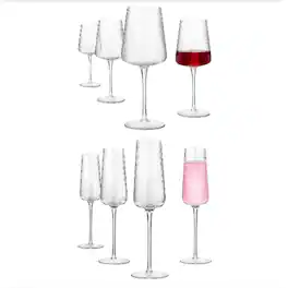 Artland - Soho Optic Stemmed Glass Set, 8-Piece (4 Flutes & 4 Goblets) - Clear