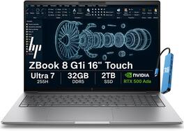 HP - Upgraded - ZBook 8 G1i 16" FHD+ Touchscreen Mobile Workstation - NVIDIA RTX 500 Ada - Intel Core Ultra 7 255H - 32GB RAM - 2TB SSD - Sliver Gray