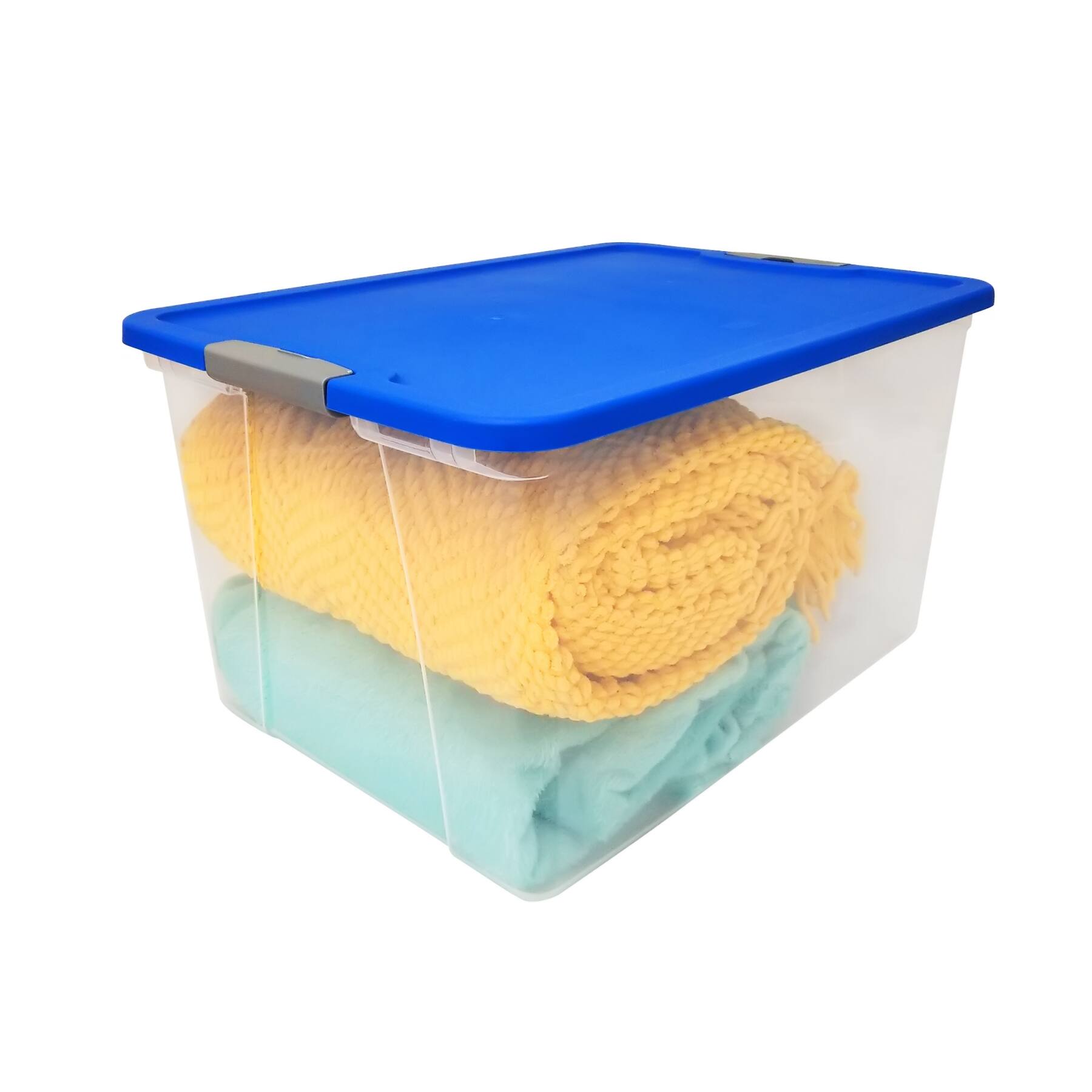 Alt View 10. Homz - Homz 64 Qt Secure Latch Large Clear Stackable Storage Container Bin (4 Pack) - Blue Lid.