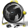 Homevol - 4000 CFM Portable Fan with Light – AC/Battery/DC Powered, 6 Speeds, with Rechargeable Battery, for Camping, Garage - Black & Yellow