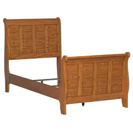 Liberty Furniture Industries - Grandpas Cabin Twin Sleigh Bed in Aged Oak - Brown