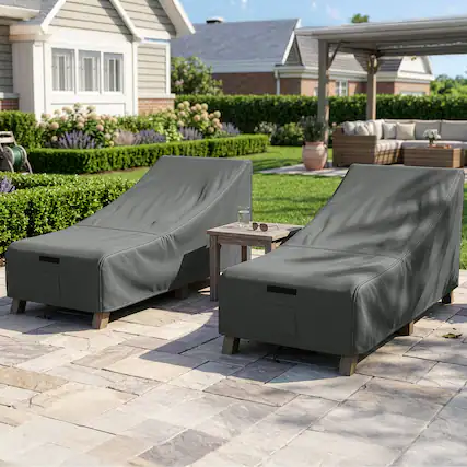 Front. Pure Garden - Outdoor Chaise Lounge Cover 2-Pack 76” L x 32” W x 32” H Heavy Duty UV Resistant Waterproof Patio Chair Covers - Gray.