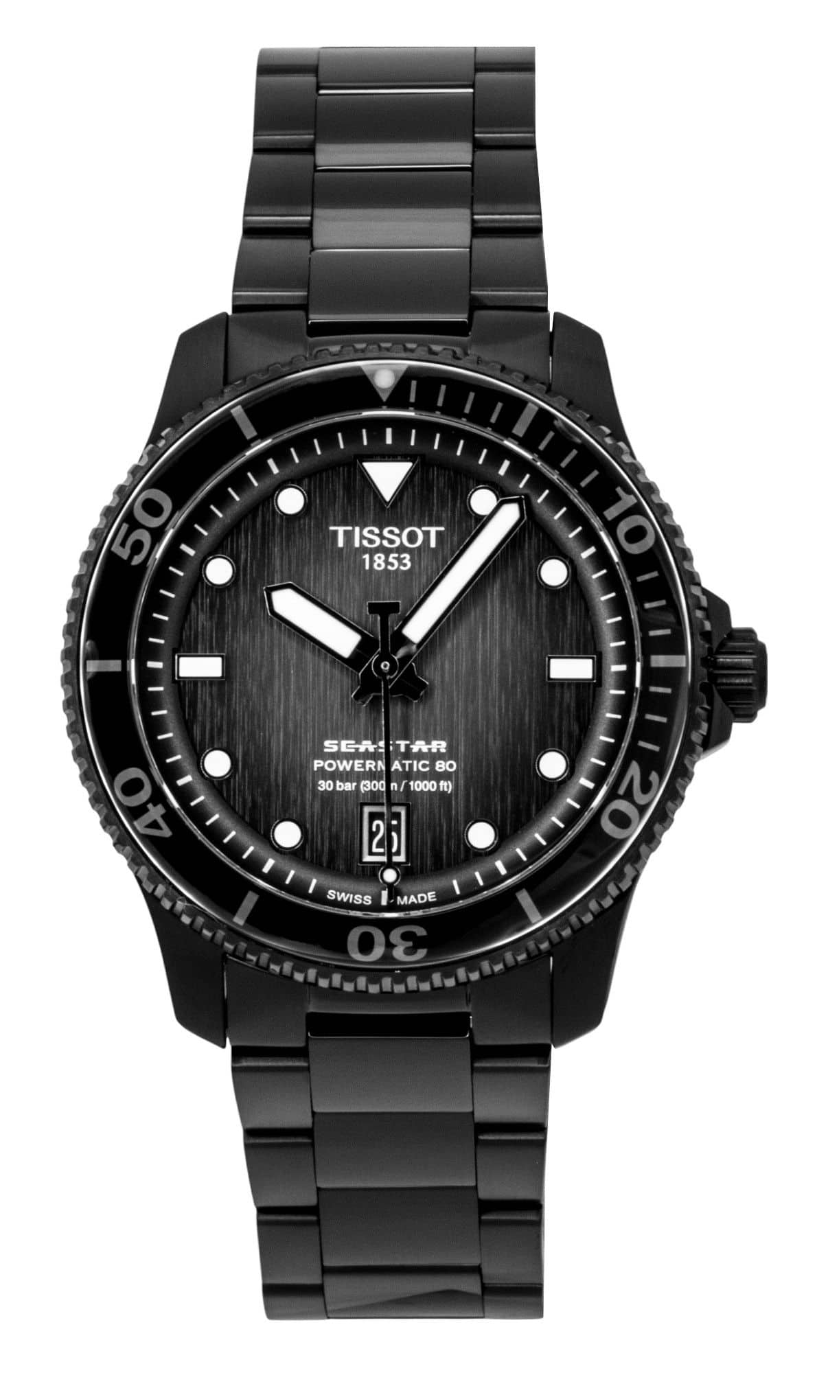 Tissot - Seastar 1000 Stainless Steel Dial Automatic Diver's T120.807.33.051.00 300M Men's Watch - Grey And Black