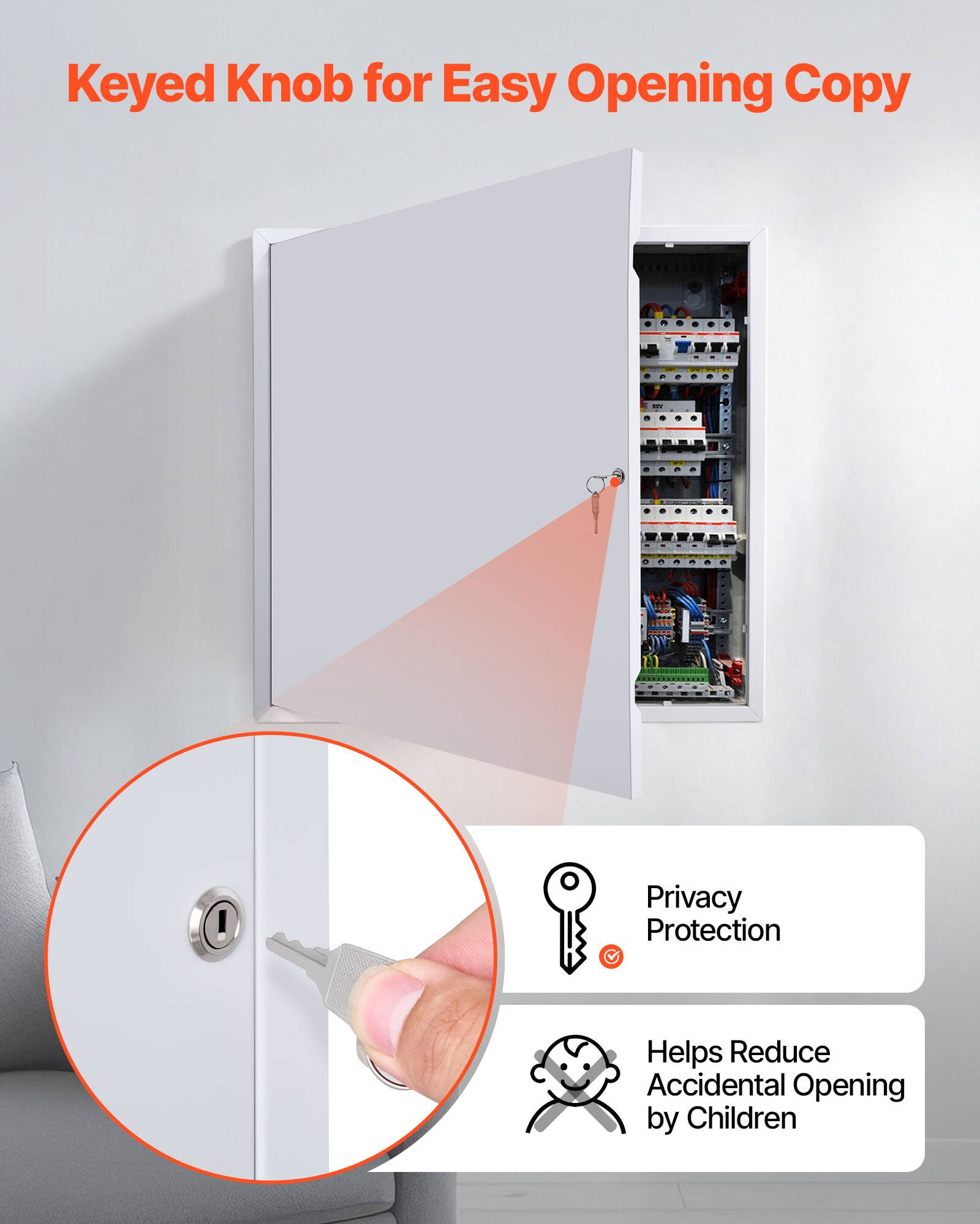 Keyed Knob for Easy Opening Copy  
Privacy Protection Helps Reduce Accidental Opening by Children
