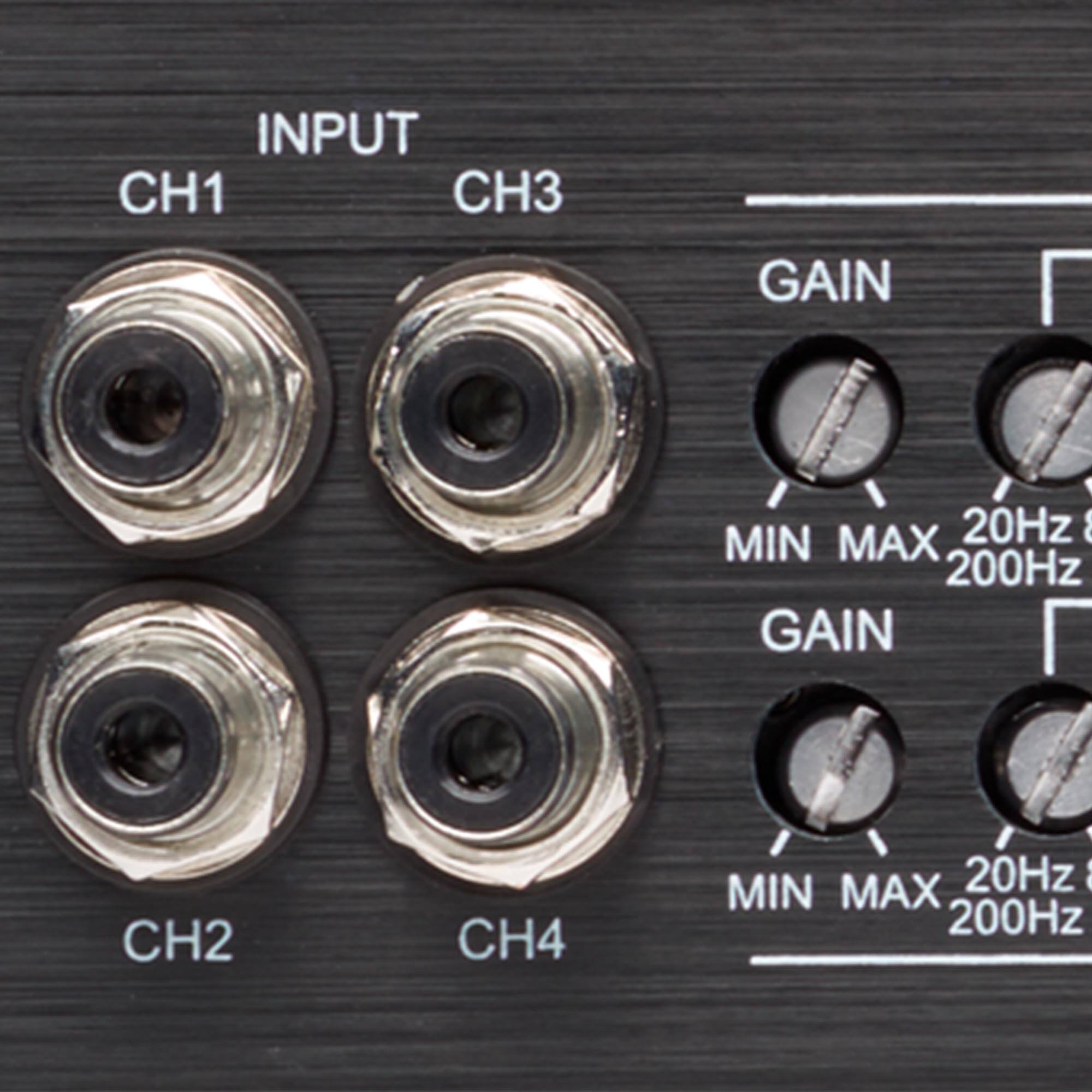 INPUT  
CH1 CH3  
GAIN  
MIN MAX 20Hz - 200Hz  

CH2 CH4  
GAIN  
MIN MAX 20Hz - 200Hz