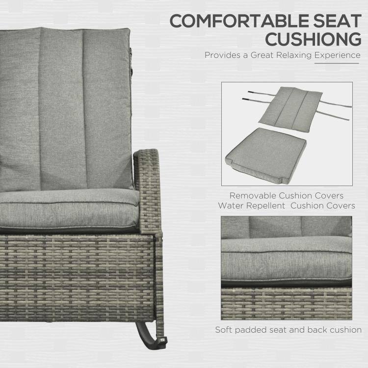 COMFORTABLE SEAT CUSHION  
Provides a Great Relaxing Experience

Removable Cushion Covers  
Water Repellent Cushion Covers

Soft padded seat and back cushion