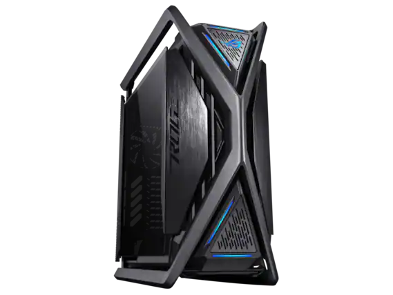 Front. ASUS - ASUS ROG Hyperion GR701 EATX full-tower case, semi-open, tool-free panels, 2x 420mm rad support, GPU holder, 2x Type-C - Black.