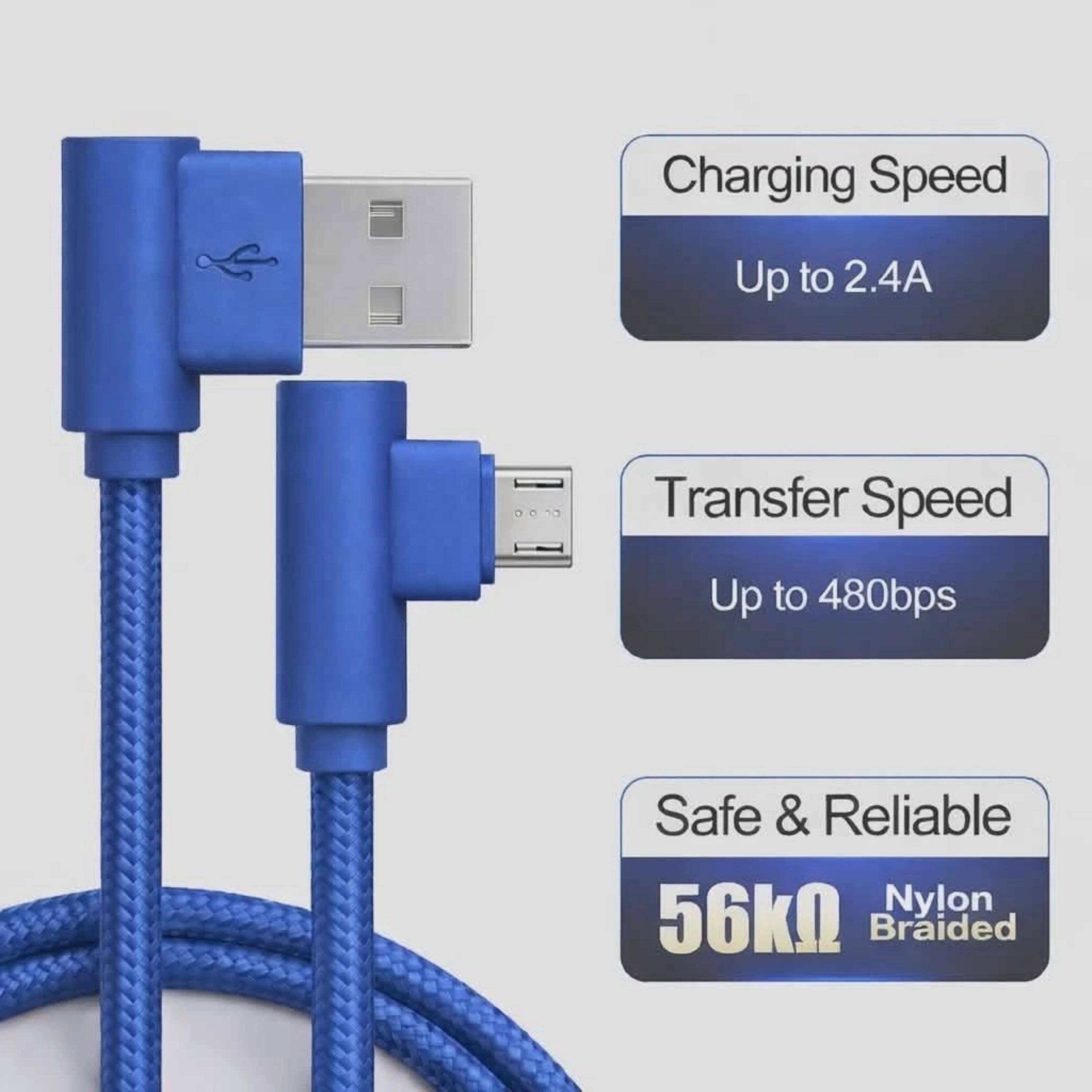Charging Speed: Up to 2.4A  
Transfer Speed: Up to 480bps  
Safe & Reliable: 56kΩ Nylon Braided