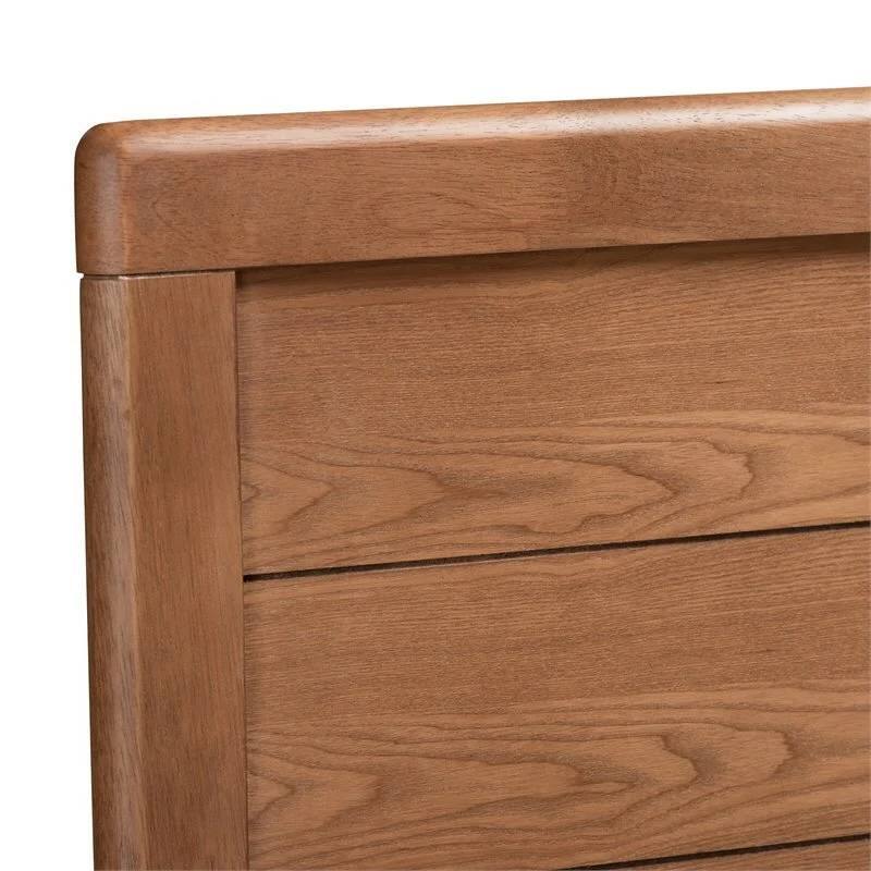 Left. Hivvago - Queen size Farmhouse Headboard in Rustic Brown Walnut Wood Finish - Rustic Brown Walnut.