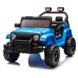 BreeBe - 12V Kids Electric ride on Car w/ Remote Control, Dual Drive, 4-Wheel Suspension, Music, Bluetooth, USB,Age 2–4 - Blue