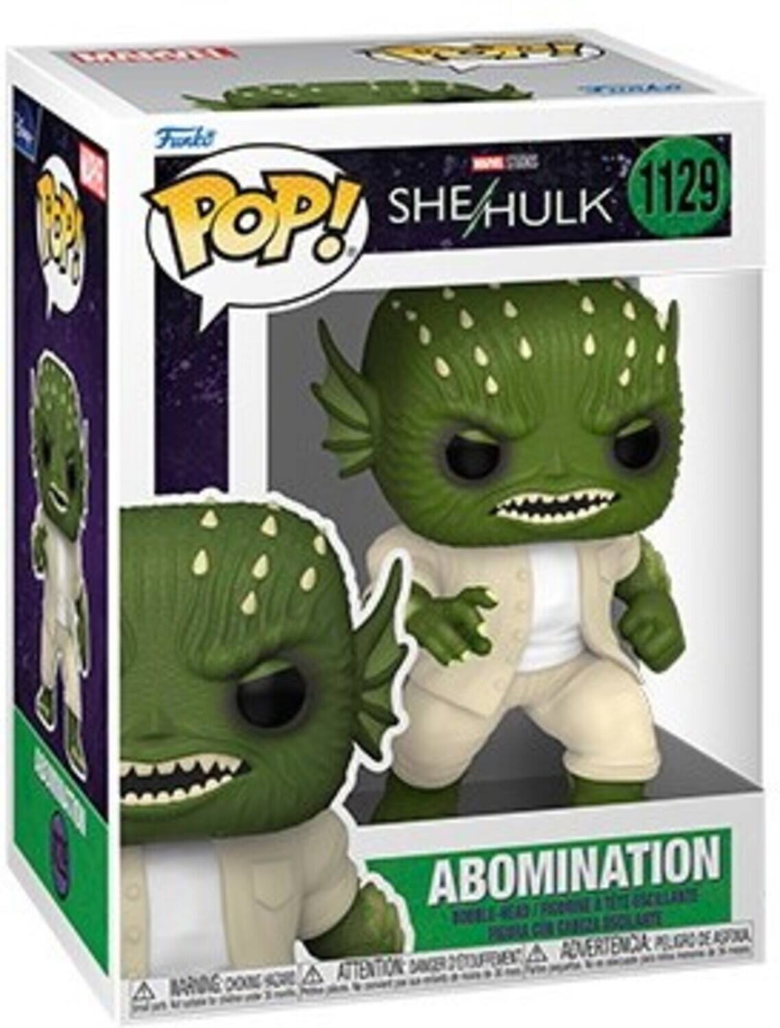 Frnk! SHE HULK 1129 POP! ARVG DO0E ABOMINATION I CIO DE KGXA ROVERTENDA PRGRO ATTENTION DANER COUPE A