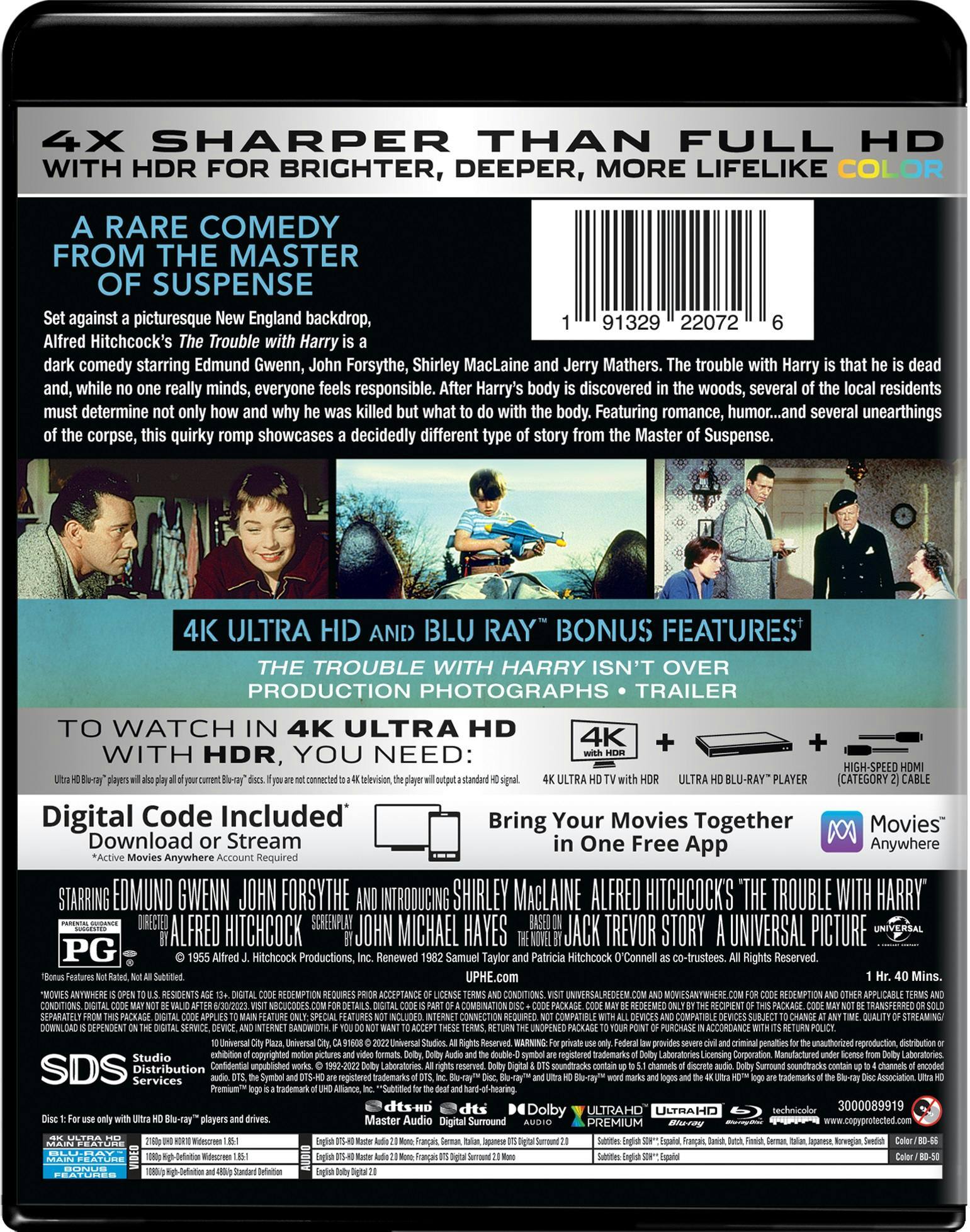 Back. The Trouble With Harry   - 4K Blu-Ray.